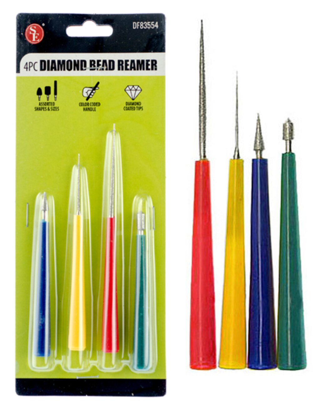 4Pc Diamond Coated Bead Reamer Tool Set Beading Jewelry Repair Tools